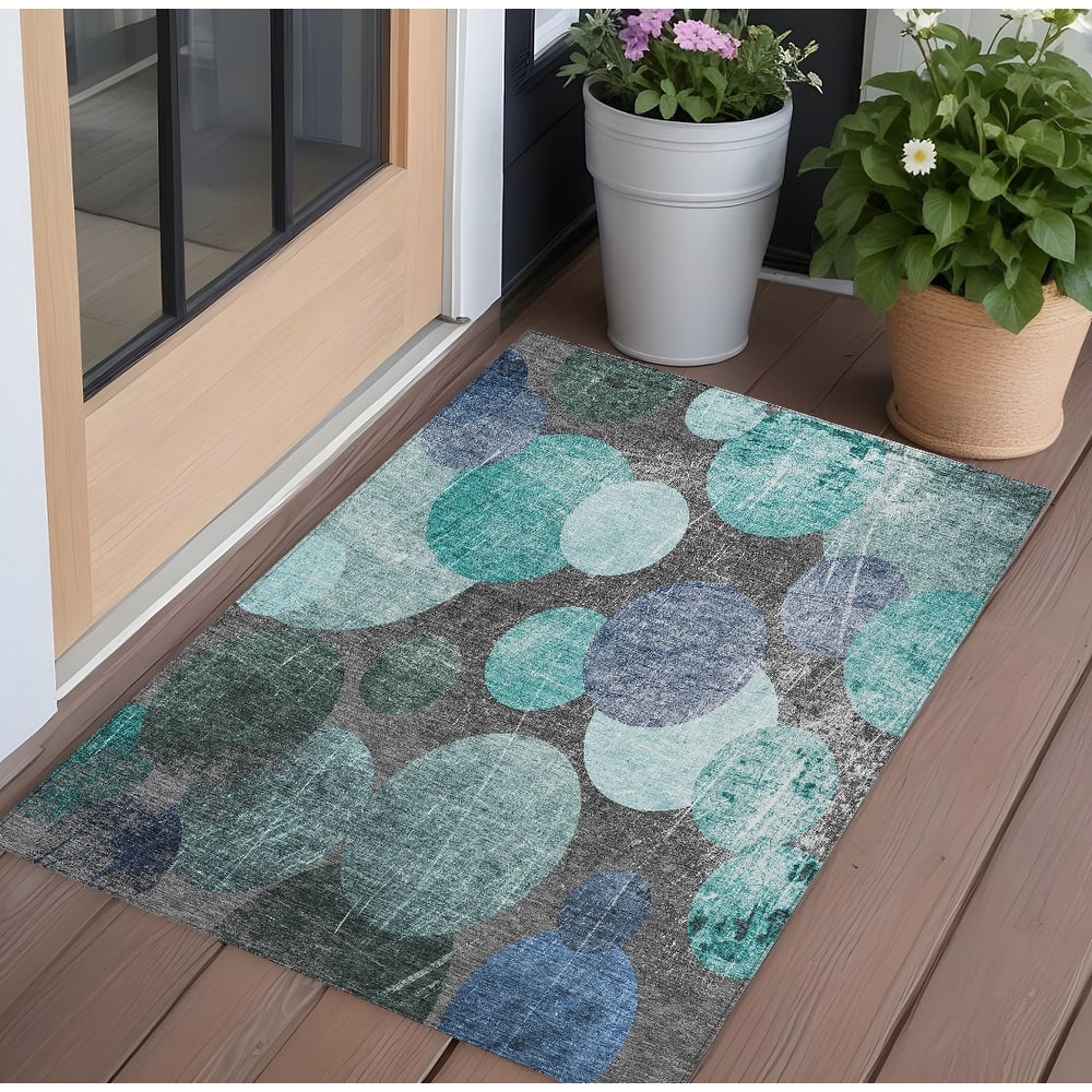 Allulo Contemporary Abstract Weather Resistant Timeless Fusion Runner Outdoor Rug