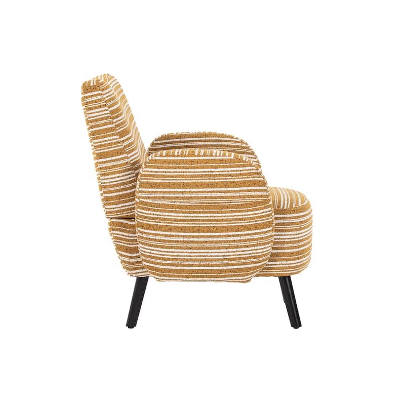 Boucle Upholstered Lounge Armchair, Reading Chair with Side Storage Pocket, Single Sofa Chair with Solid Wood Legs