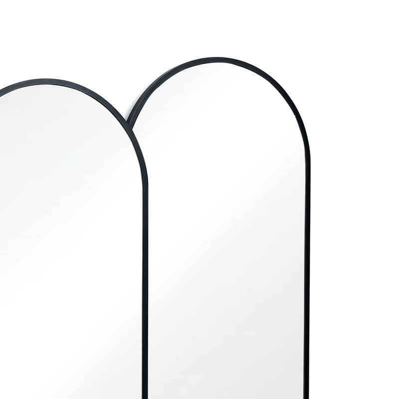 Triple Arch Black Metal Framed Decorative Wall Mirror - 31.5" H x 42.13" W x 0.59" D