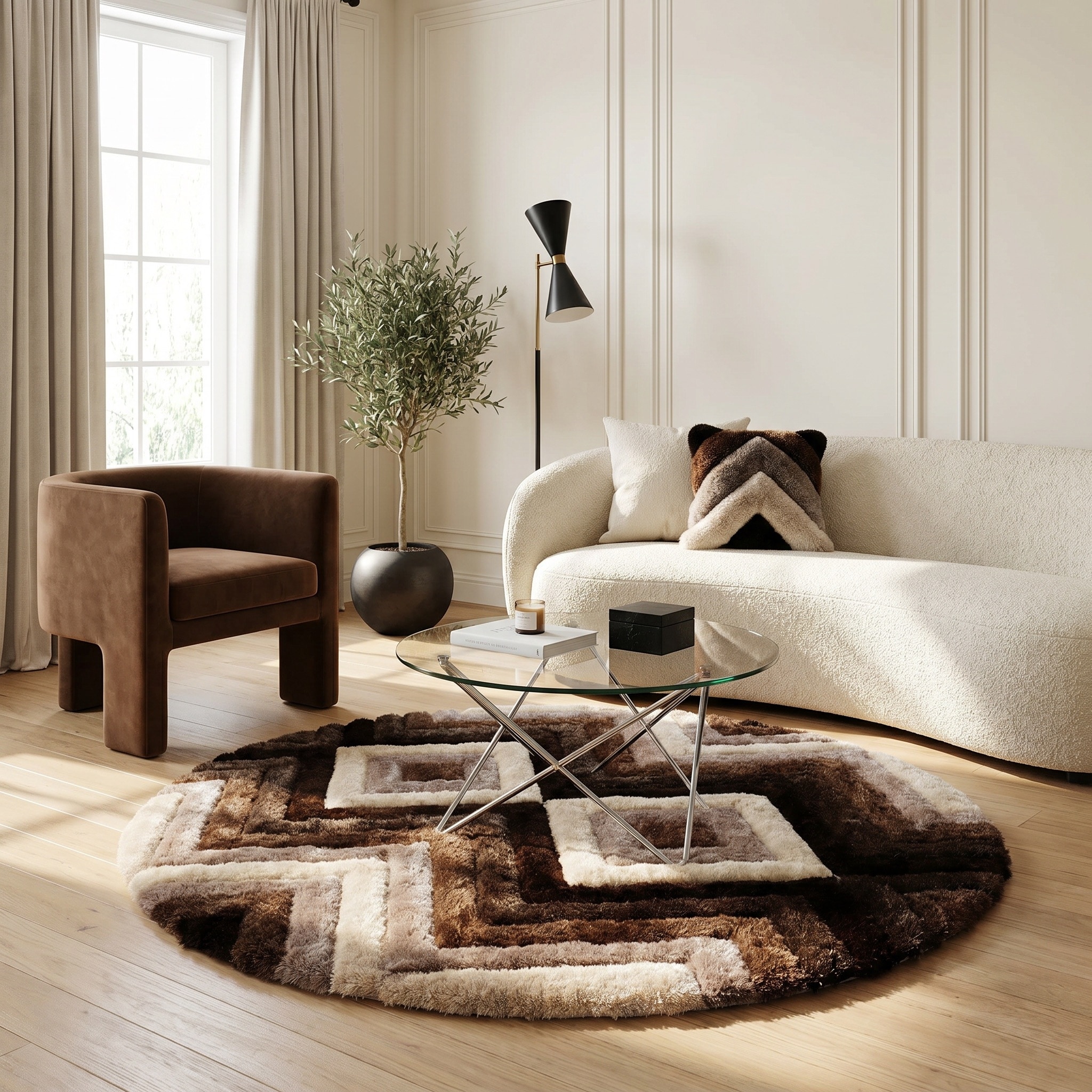 MDA Rugs Mateos Shag Collection Geometric Area Rug - On Sale