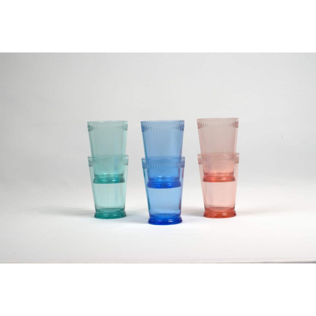 Tritan Scallop Tumblers Drinkware Set, Variety Pack, 9.5 Oz, Set of 6