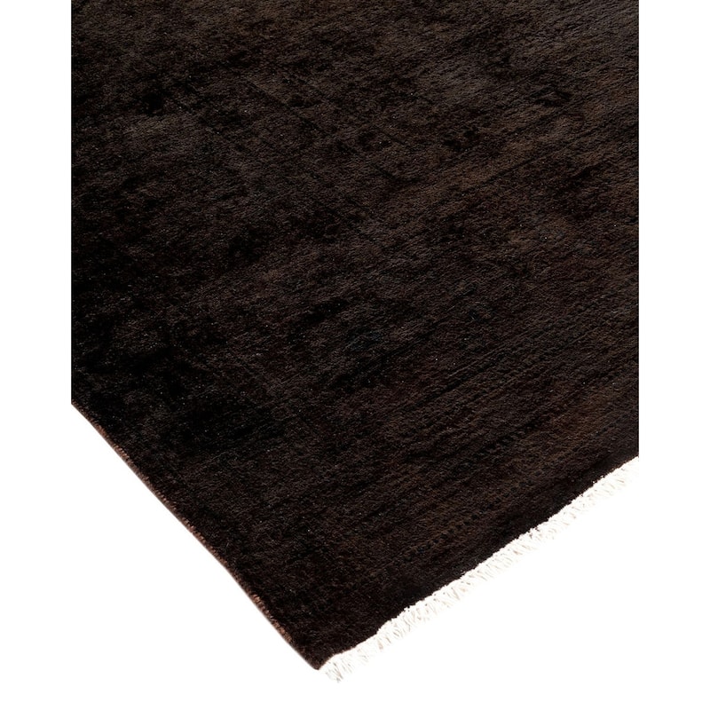 Overton Hand Knotted Wool Vintage Inspired Modern Contemporary Overdyed Black Area Rug - 8' 1" x 9' 8"