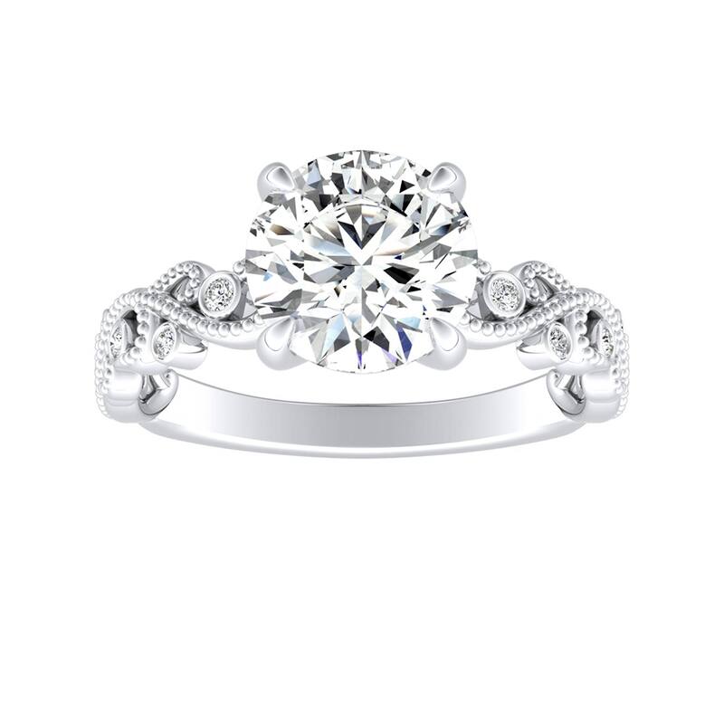 Auriya 14k Gold 2 1/2ct TW Vintage Moissanite and Diamond Engagement Ring 1/10cttw