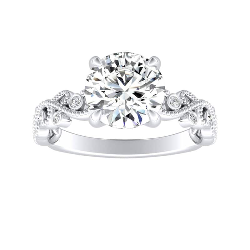 Auriya 14k Gold 2ct TW Vintage Moissanite and Diamond Engagement Ring 1/10cttw