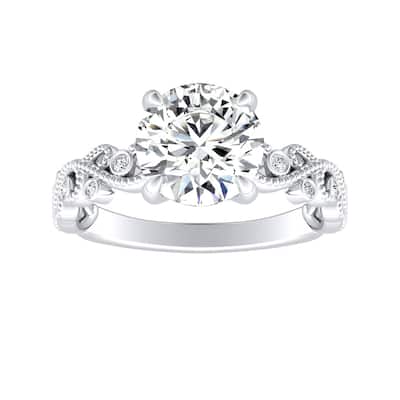 Auriya 14k Gold 3ct TW Vintage Moissanite and Diamond Engagement Ring 1/10cttw