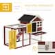 PawHut 48" Wooden Rabbit Hutch Bunny Cage with Waterproof Asphalt Roof, Fun Outdoor Run, Removable Tray and Ramp