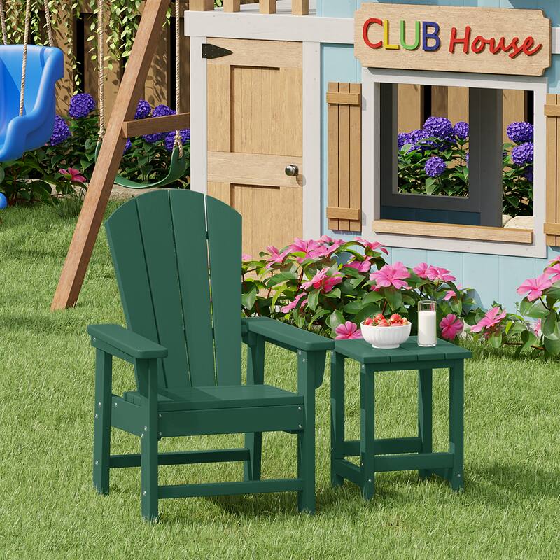 Laguna Kids Outdoor Poly Adirondack Chair With Side Table 2-Piece Set