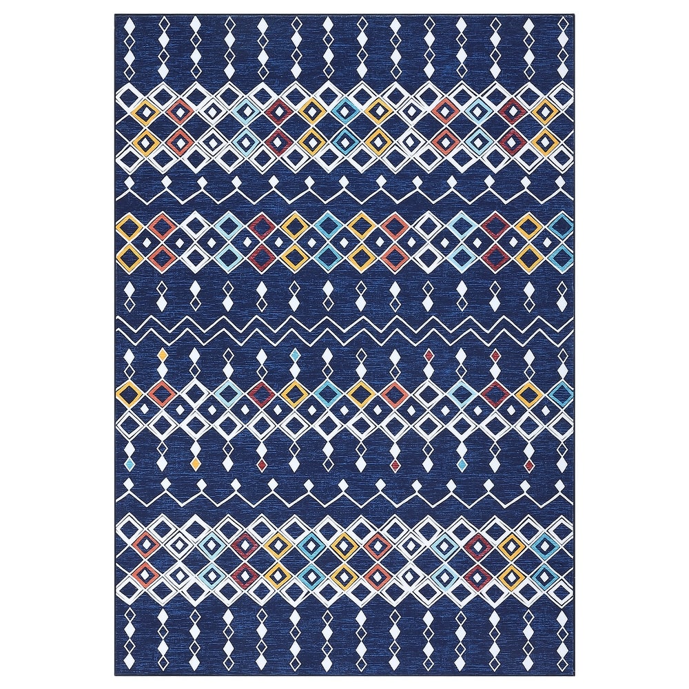 Garvee Boho Area Rug Geometric Printed Faux Wool Soft Floor Cover