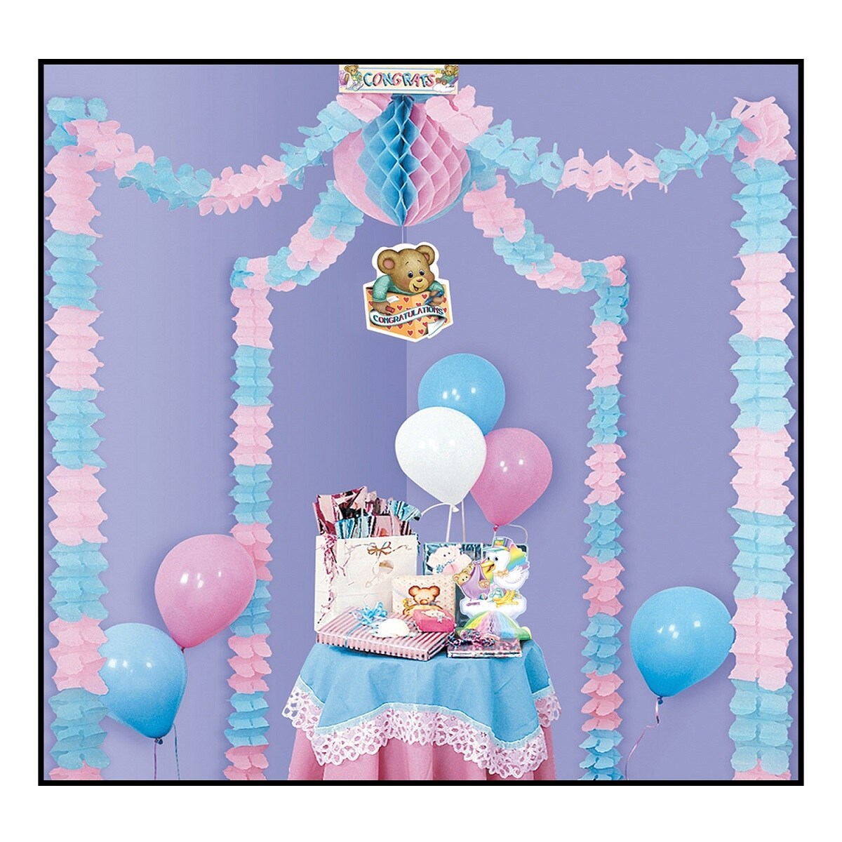 Shop Pack Of 6 Pastel Pink And Blue Party Canopy Baby Shower