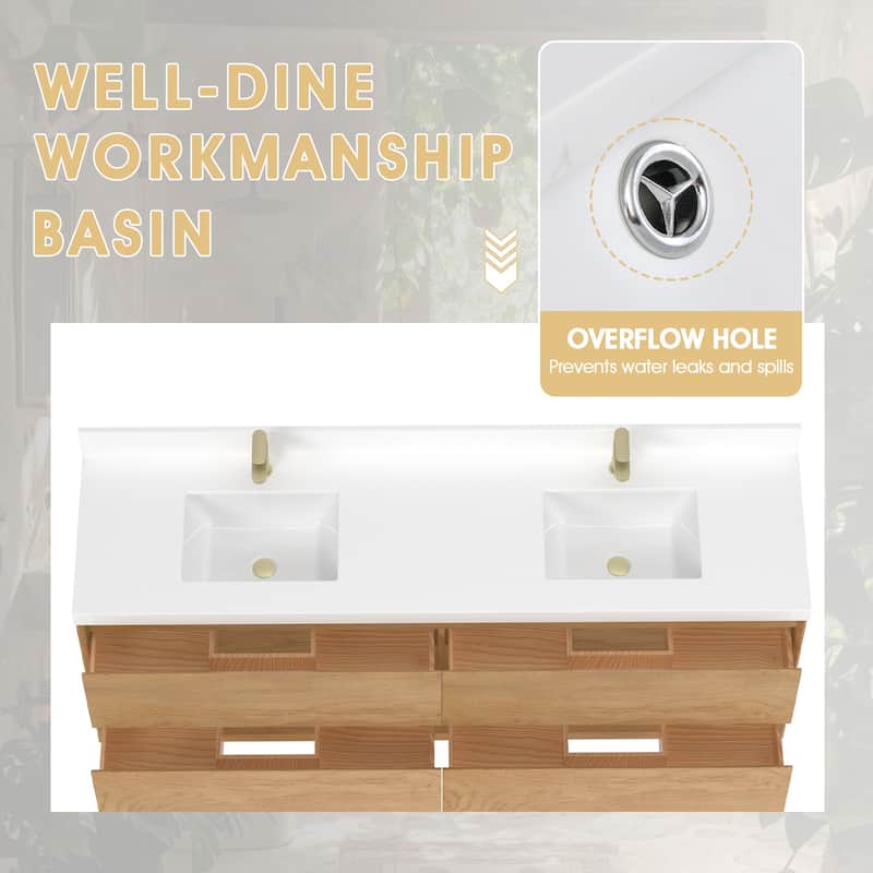 Sylphar 72 in. Toffee Oak Bath Vanity with Undermount Sink, 3 Top Options