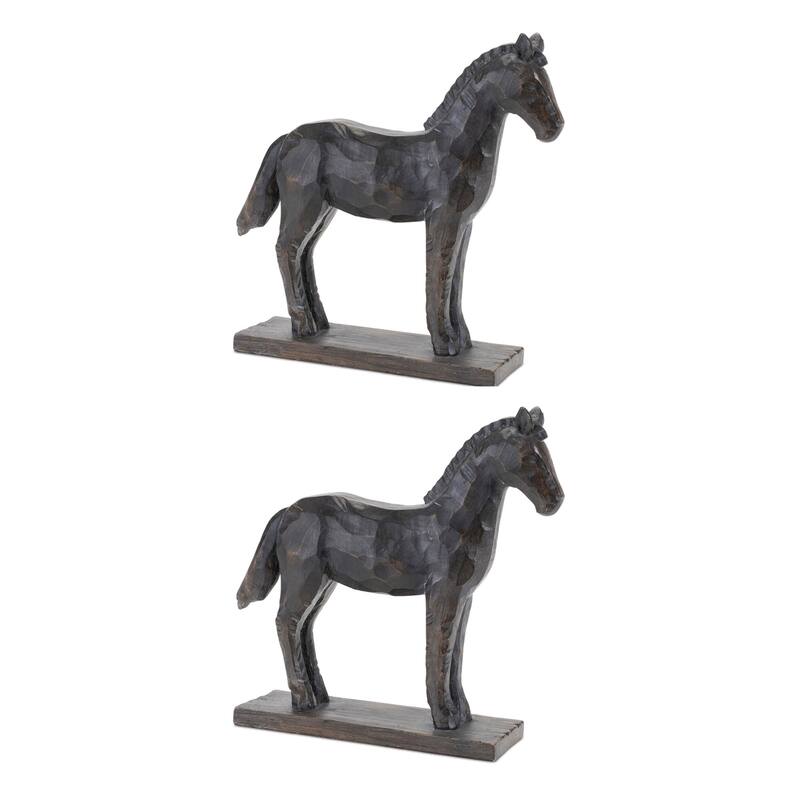Horse on Stand Figurines - 8.5" - Set of 2