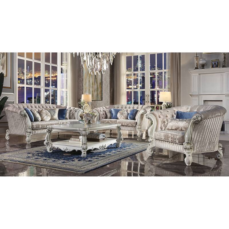 Calvert Ivory and Bone White Loveseat with Oversized Scrolled Leg