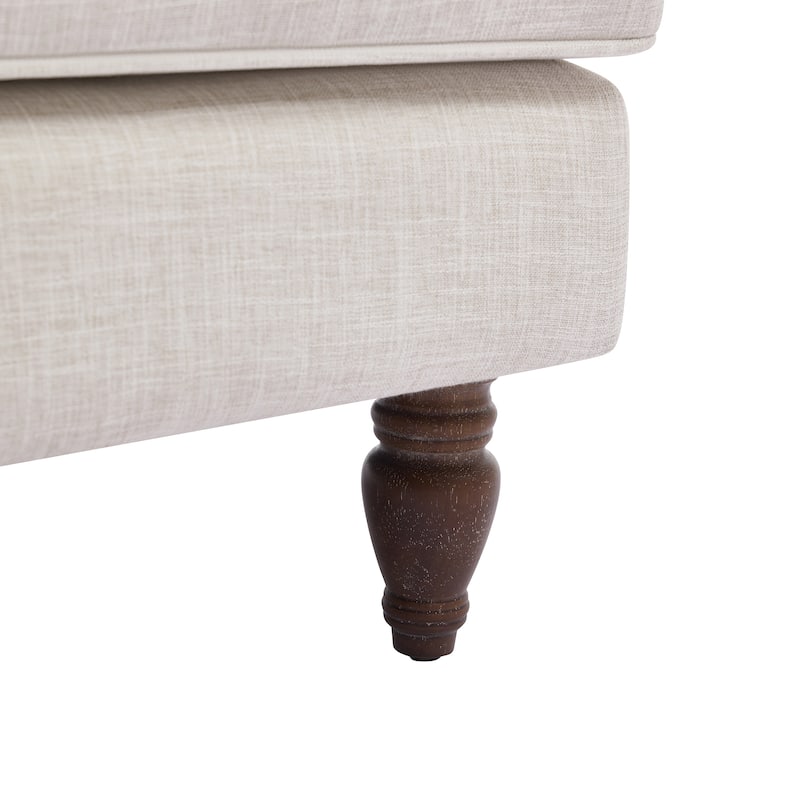 Upholstered Chairs Linen Fabric Armchair with Antique Solid Wood Legs Accent Chair Single Sofa Chair for Living Room Bedroom
