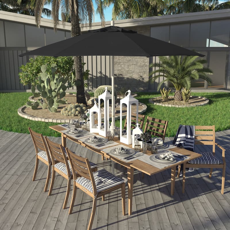 California Umbrella 9' Rd Golden State Series Patio Umbrella White Aluminum Frame Crank Lift Collar Tilt Sunbrella - Black