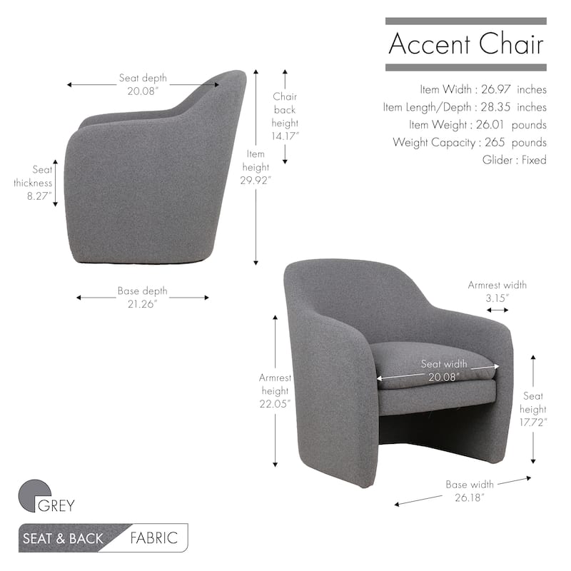 Porthos Home Qidri Sherpa Fabric Barrel Accent Chair with Thick Seat Cushion