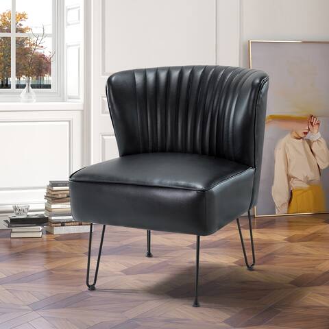 Donia Modern Faux Leather Side Chair with Metal Legs by HULALA HOME