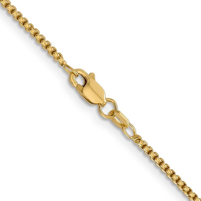Curata 14k Yellow Gold 1.5mm Hollow Round Box Chain Necklace Options: 16 18 20 22 24 26 28 30