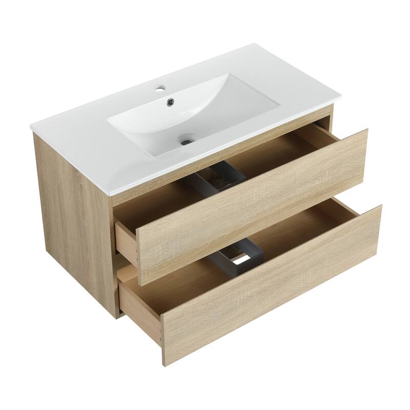 BNK 24"/30"/36'' Single Sink Bathroom Vanity with Two Soft Close Drawers