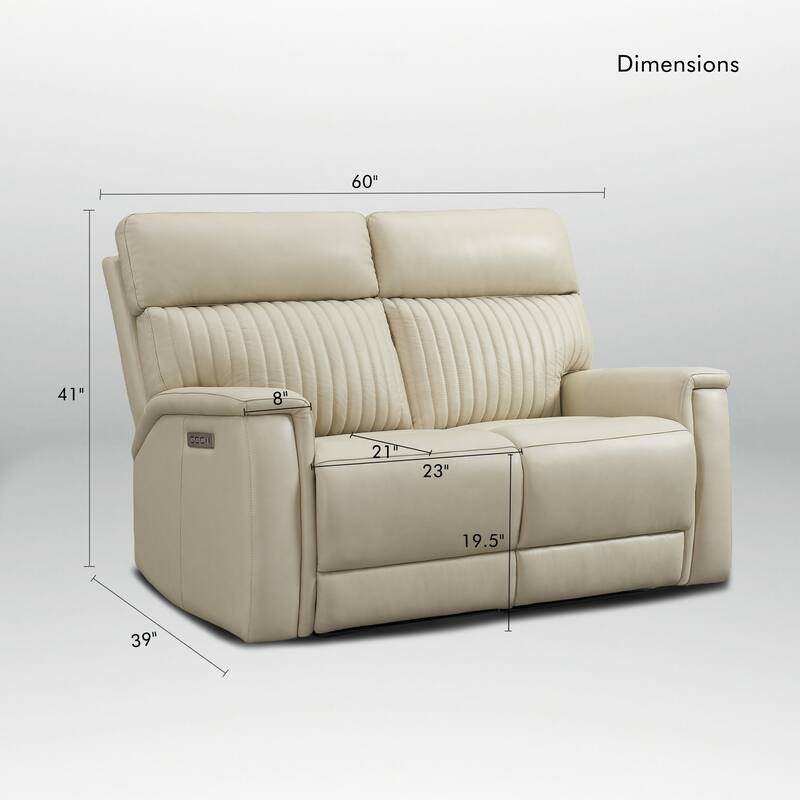 Genuine Leather Reclining Loveseat with Triple Power Adjustable Headrest, Lumbar Support, Zero Gravity, USB & USB-C Ports