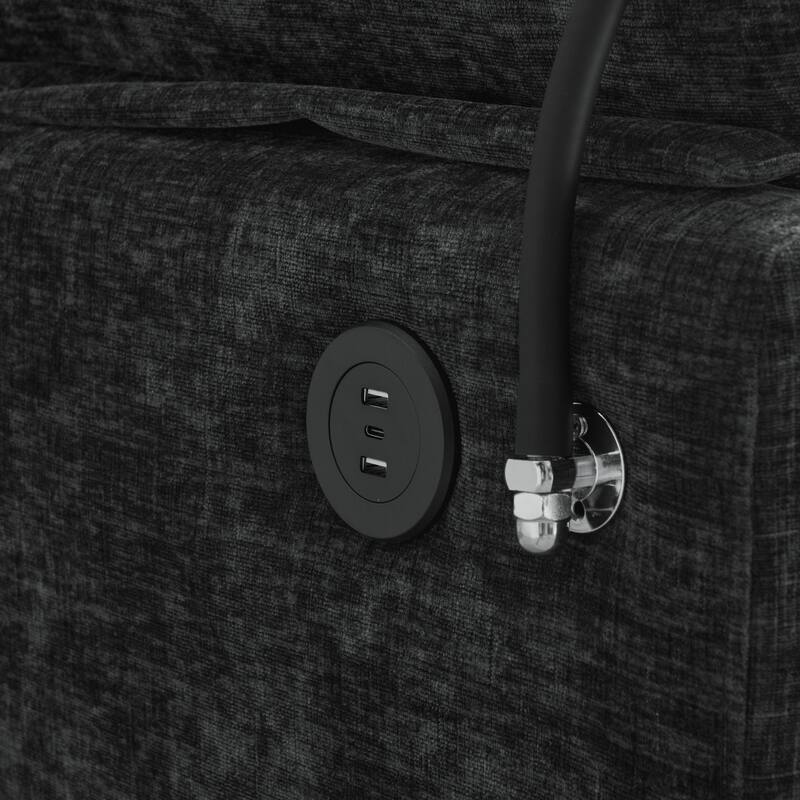 Double Recliner Chair with Adjustable Backrest, Storage Ottoman, USB Port & Phone Stand