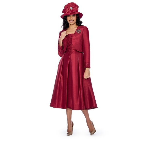 Giovanna Signature Women's Ruched Detail Fit and Flare Dress with Bolero Jacket