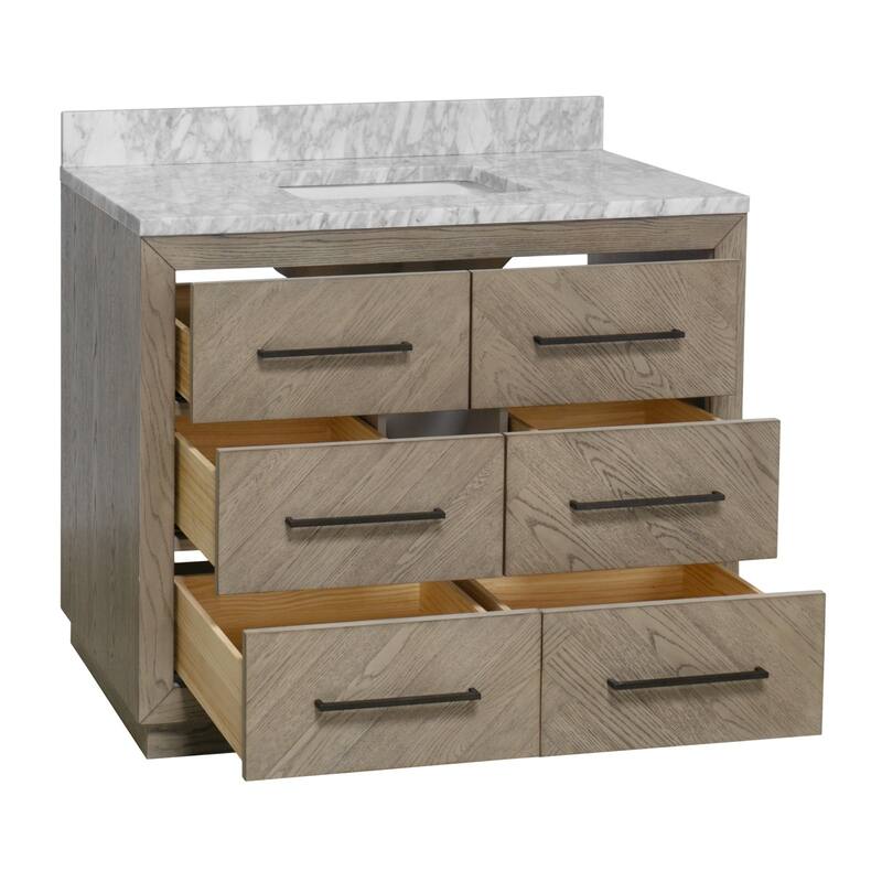 KitchenBathCollection Avery 42" Bathroom Vanity with Carrara Marble Top