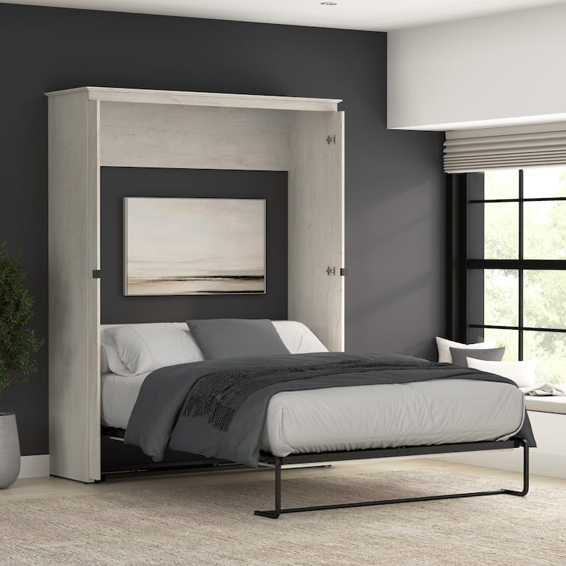 Key West 69W Queen Murphy Bed for Living Room or Guest Room by Bestar - Linen White Oak