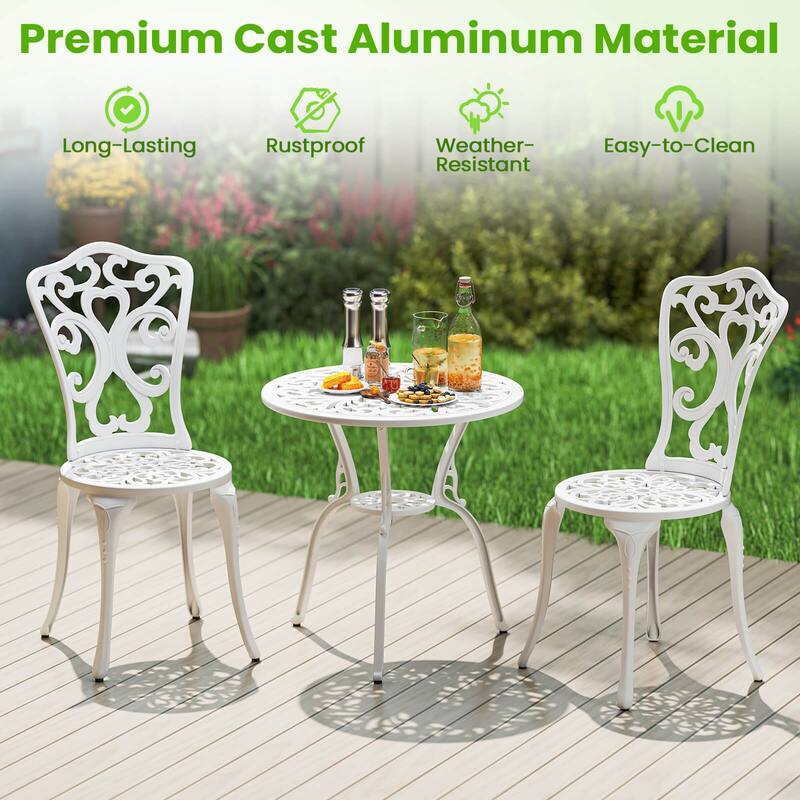 Costway 3 PCS Patio Bistro Set with Umbrella Holes Outdoor Bistro Set - See Details