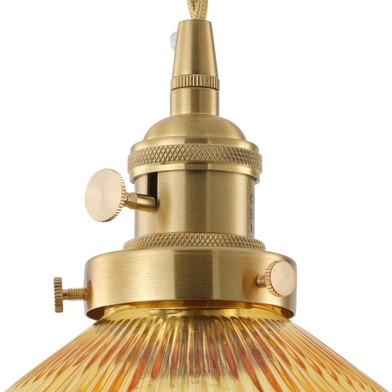 Modern 1-Light Golden Tea Glass Pendant Light with Electroplated Brass Finish for Kitchen Island, Dining Room & Foyer