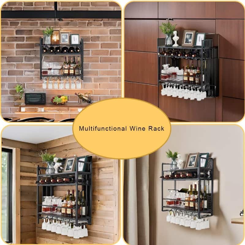 Wall Mounted Wine Rack - 32.76"D x 9.84"W x 21.65"H