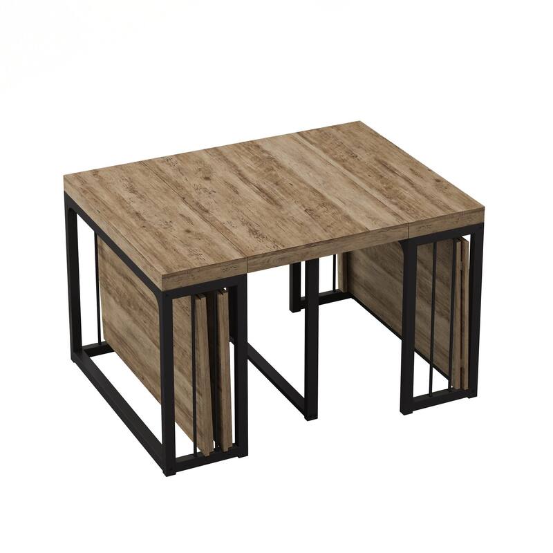 23.62" - 118" Stretching Length, Modern Extendable Dining Table,Seats 2-10 People,,Space-Saving Wood Dining Table for Kitchen