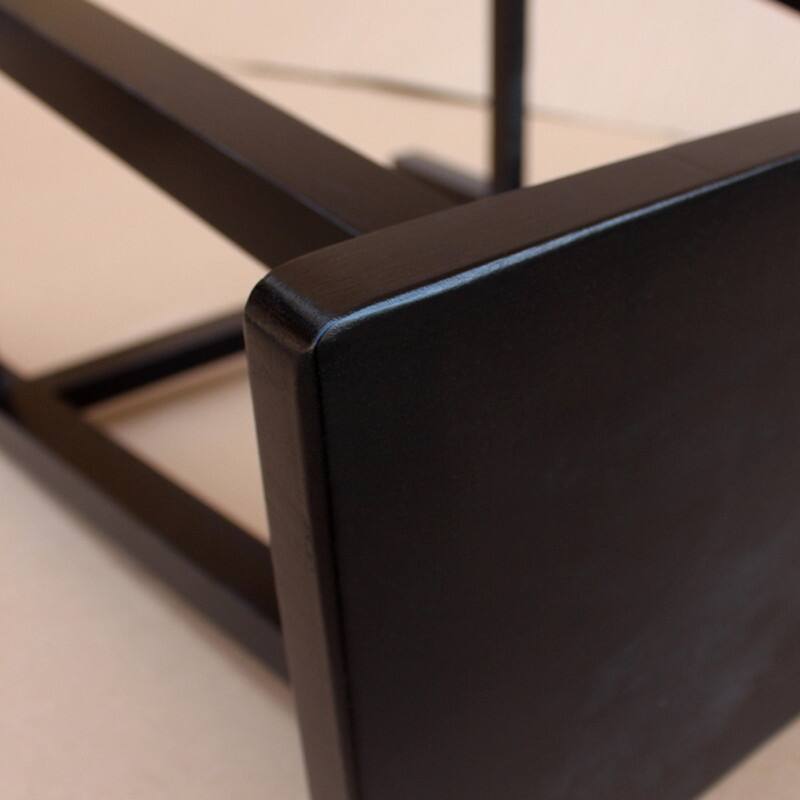 Rectangle Pine Wood Saddle Seat Bar Stool Black (Set of 2)