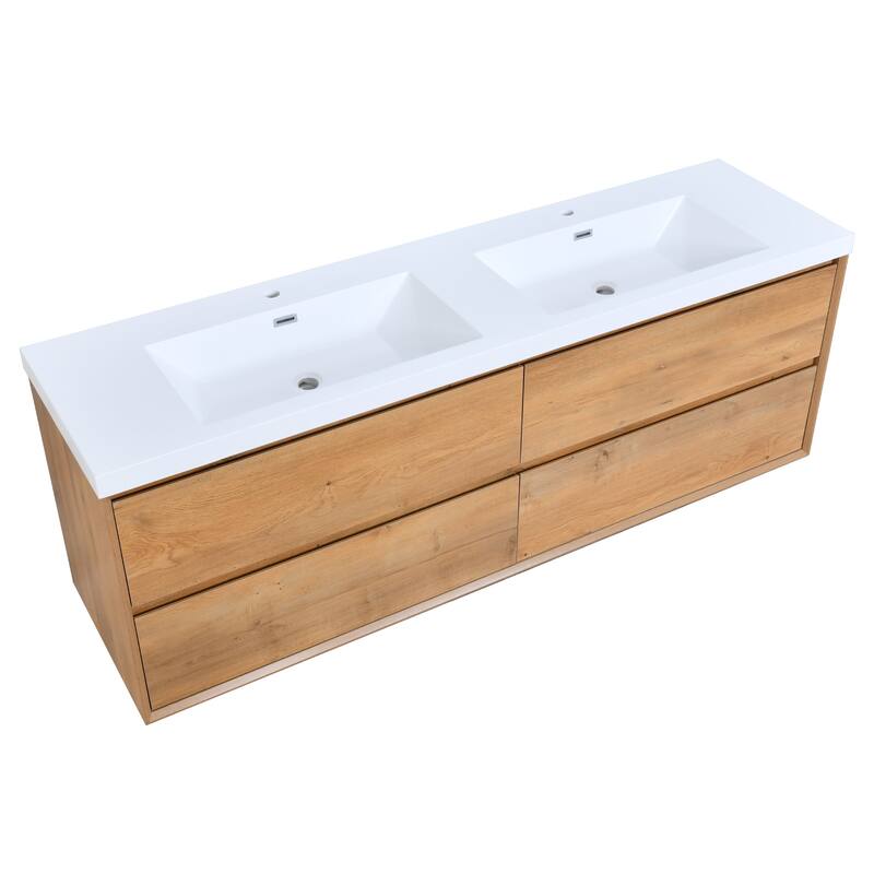 Sylphar 72 in. Toffee Oak Bath Vanity with Undermount Sink, 3 Top Options