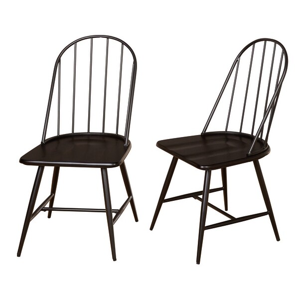 Windsor Mixed Media Dining Chair, Set of 2, Black/Espresso - Bed