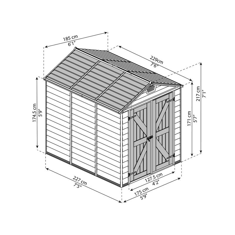 SkyLight D Dark Gray Deco Plastic Garden Outdoor Storage Shed