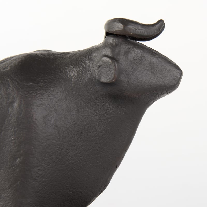 HomeRoots Set of Two 7" Black Fabric Bull Decorative Bookends - 4.25" W x 9" D x 6.75" H