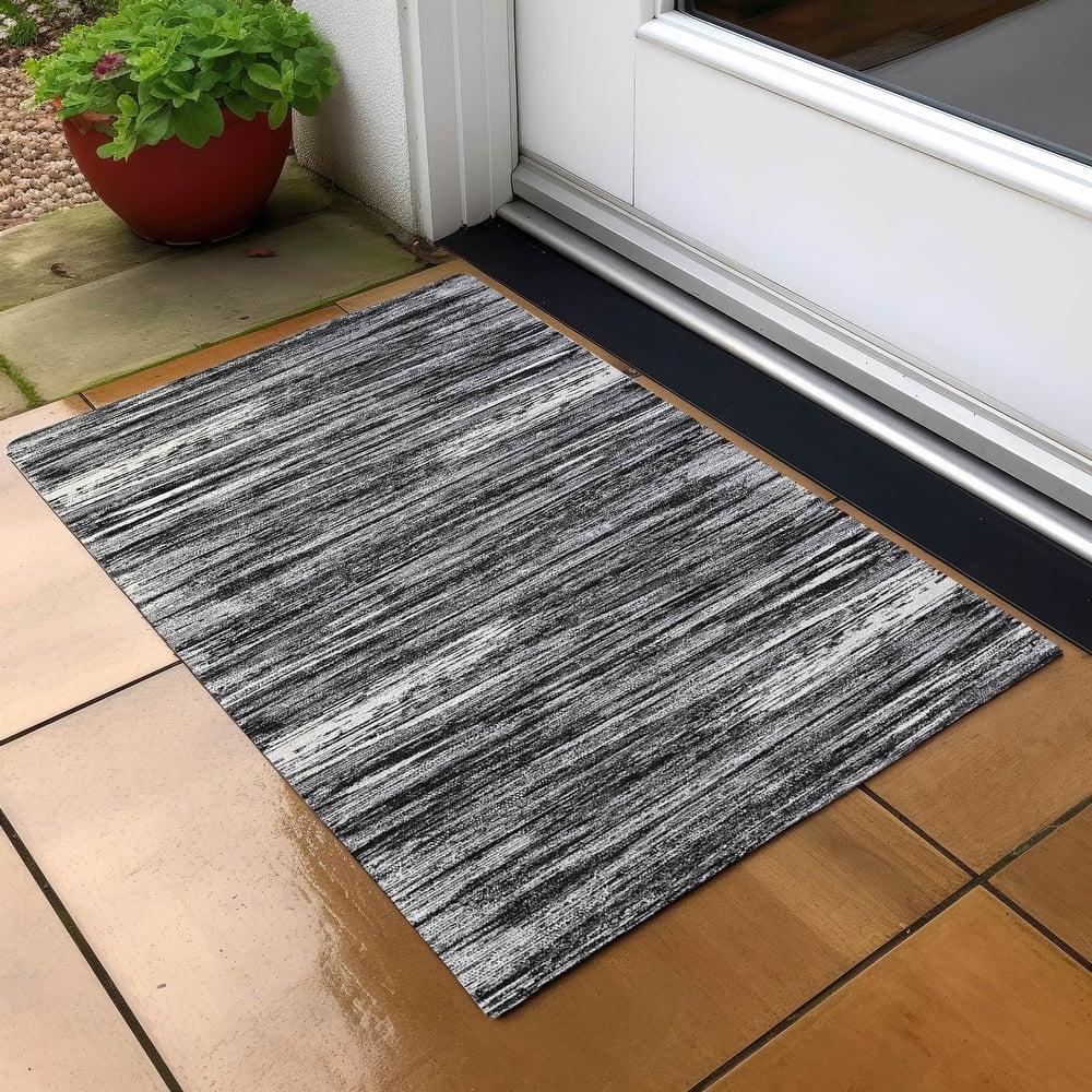 Machine Washable Indoor/ Outdoor Chantille Abstract Stripe Rug