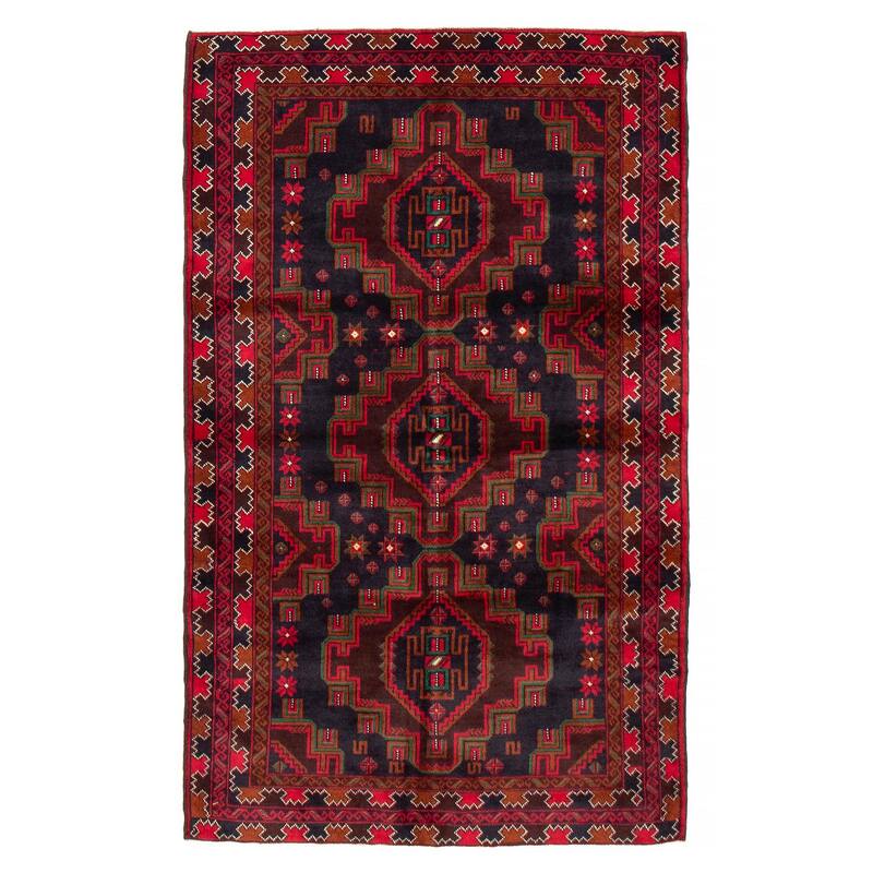 Teimani Red Rug 3'7" x 6'0" - 3'7 x 6'0 - Red - 3'7 x 6'0