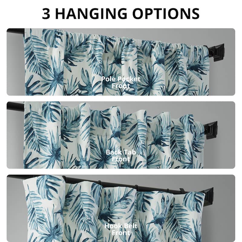 Exclusive Fabrics Coastal Leaf Cascade Printed Cotton Room Darkening Curtain (1 Panel)