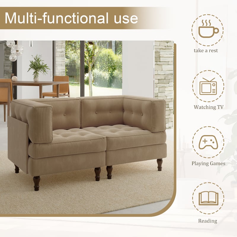 Oversized Sofa Corduroy Tufted Modular Sectional Set