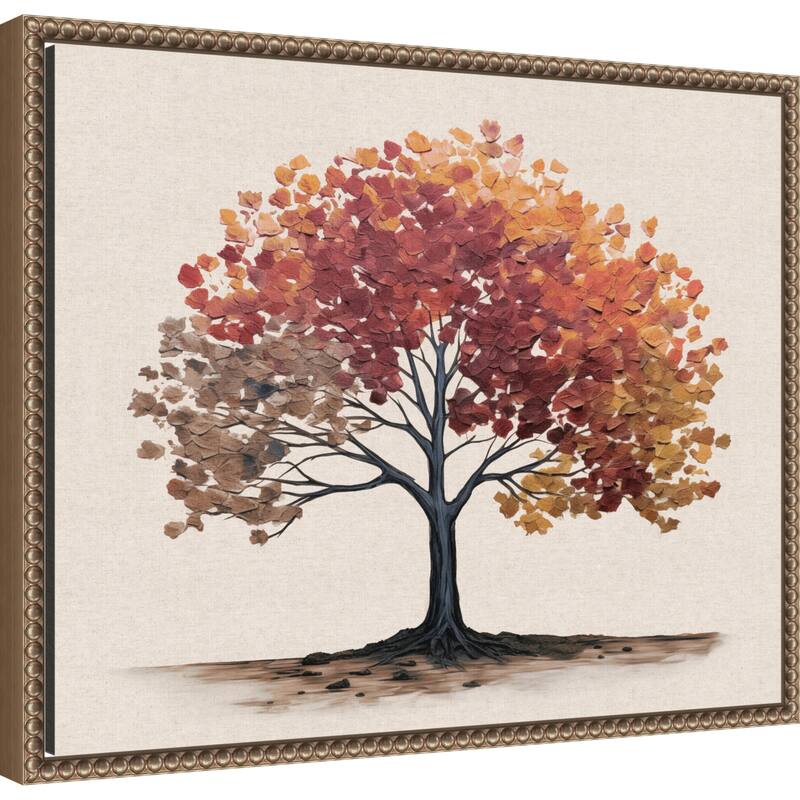 Autumn Tree Neutral Linen by The Creative Bunch Studio Framed Canvas Wall Art Print