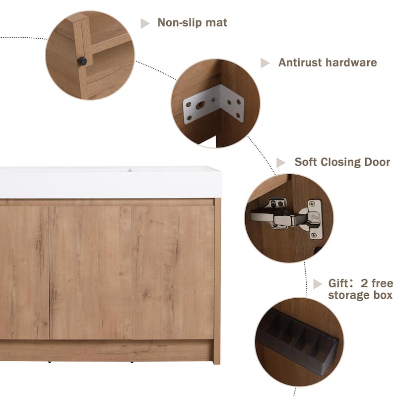 Beingnext 24"/30"/48"/60" Bathroom Vanity with Sink, Freestanding Bathroom Vanity with Soft Close Door