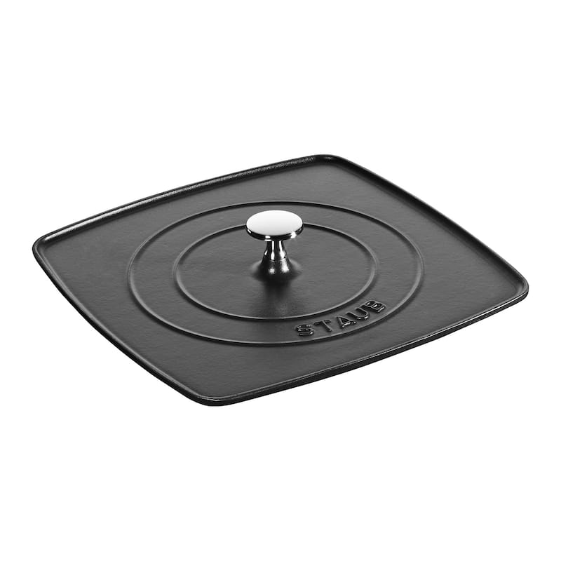 Staub Cast Iron 10.3-inch Square Grill Press - Matte Black (Fits 12-inch Grill Pan)
