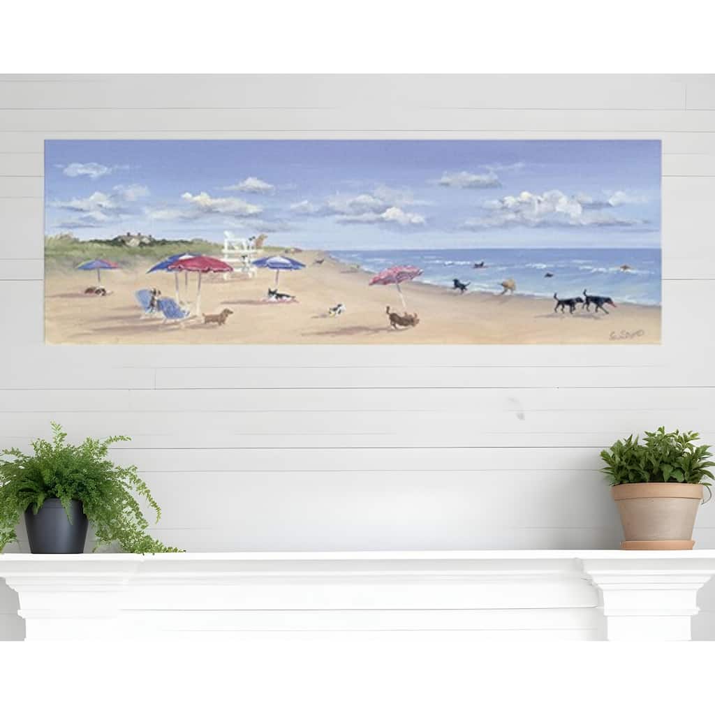 HomeRoots Dogs Rule The Beach Unframed Wall Art