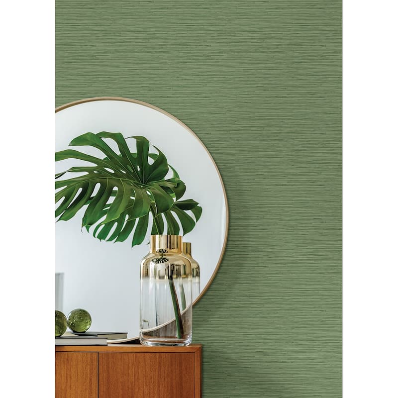 A-Street Prints Rushmore Green Faux Grasscloth Wallpaper