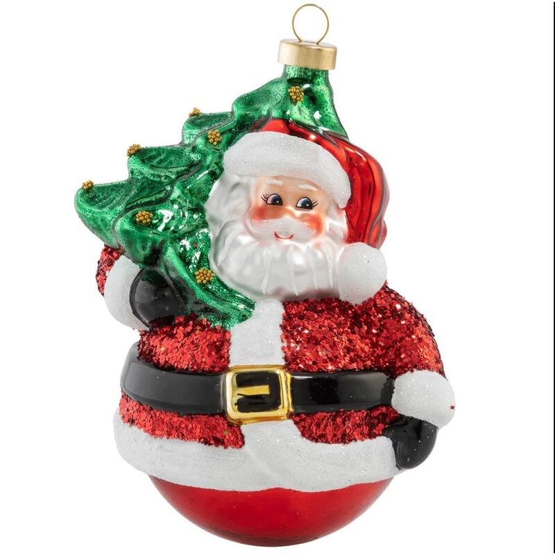 Santa and Yule Tree Delivery Christmas Ornament - 4.5"