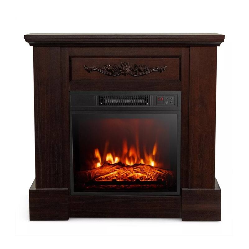 32" Heater Electric Fireplace TV Stand W/ Remote Control 1400W Brown - 42 inches