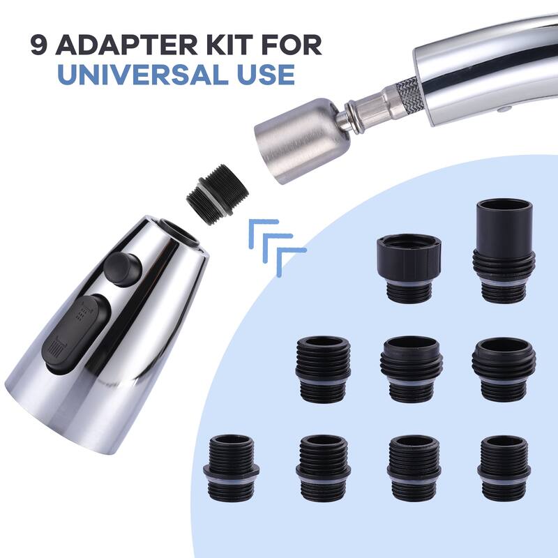 WOWOW 3 Function Kitchen Faucets Head Replacement with 9-Adapters
