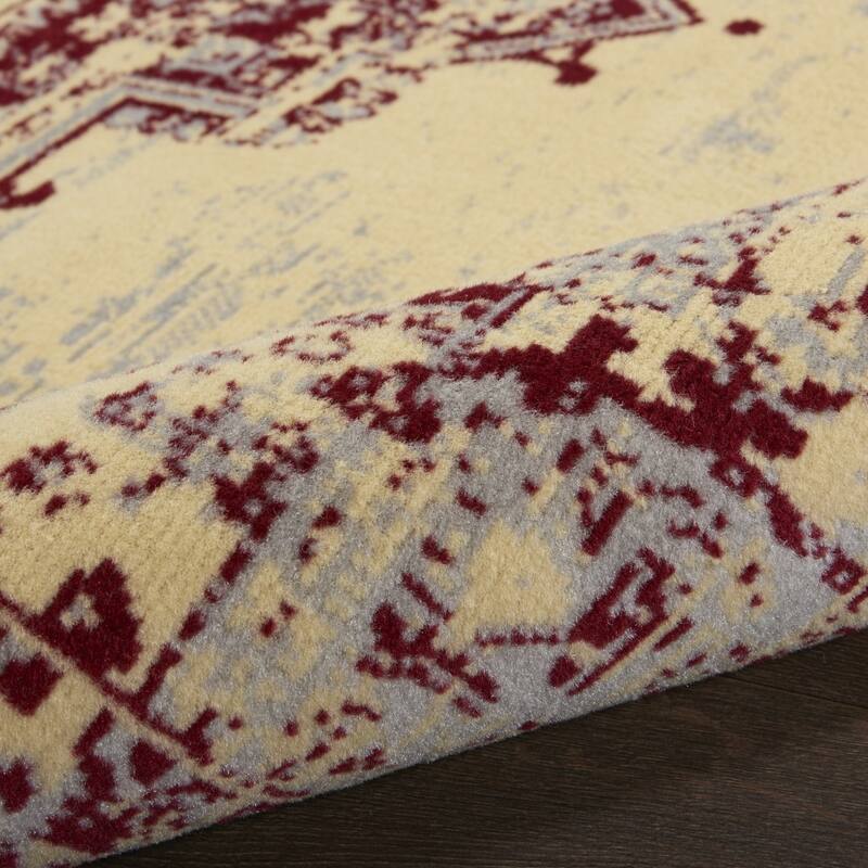 Lije Power Loomed Distressed Geometric Non Skid Stain Resistant Area Rug By HomeRoots - 63' X '63' X '0.5
