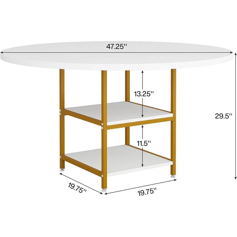 47-Inch Round Wood Conference Table with Storage Shelf Office Training Desk for Conference/Seminar Room